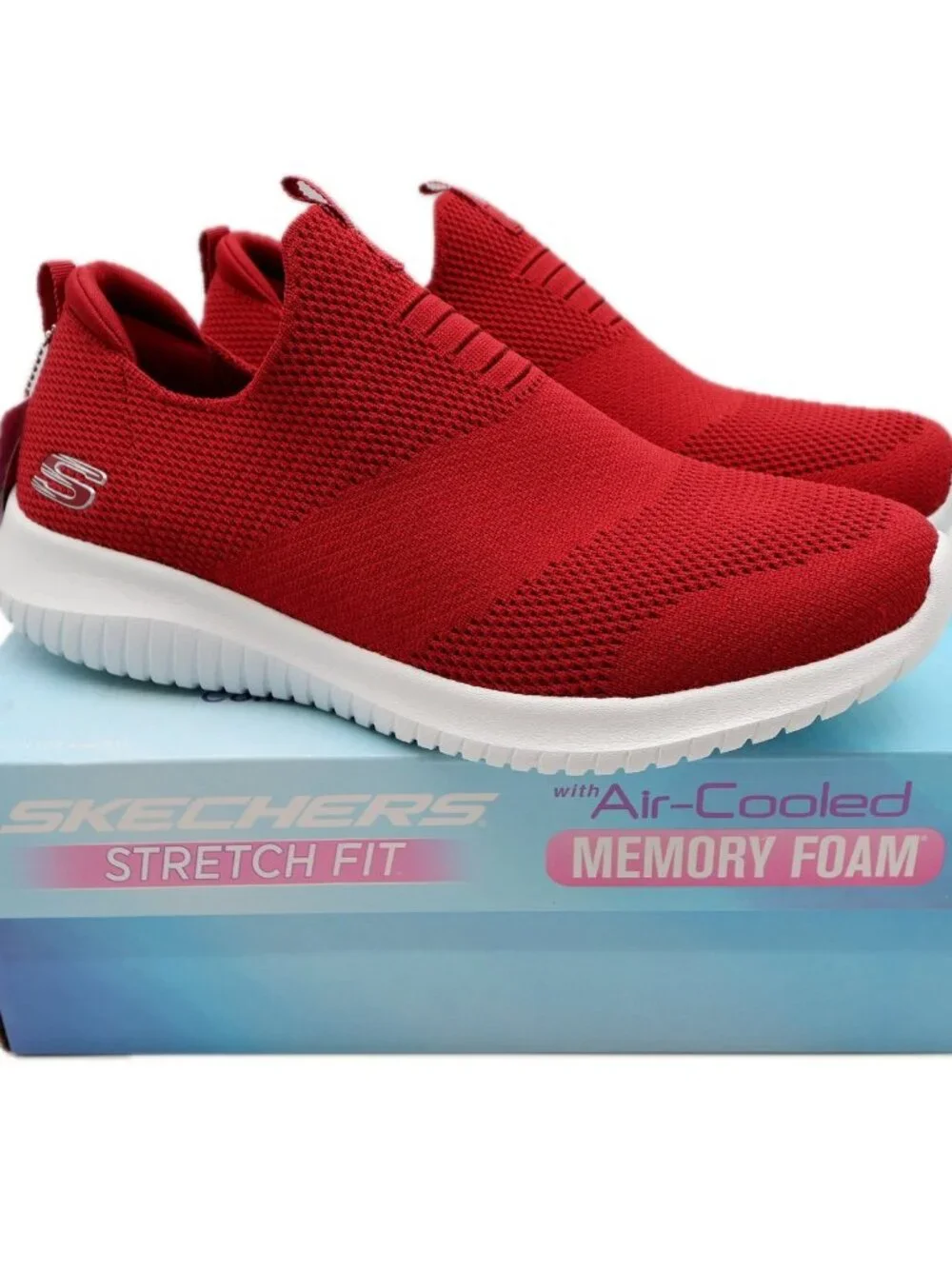 Skechers Ultra Flex First Take Women's Red Slip-On Sneakers Size 9